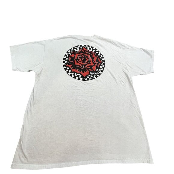 Vans Other - Vans Off The Wall Shirt Mens XL White Red Roses Hit Skateboard Punk Grunge Y2K